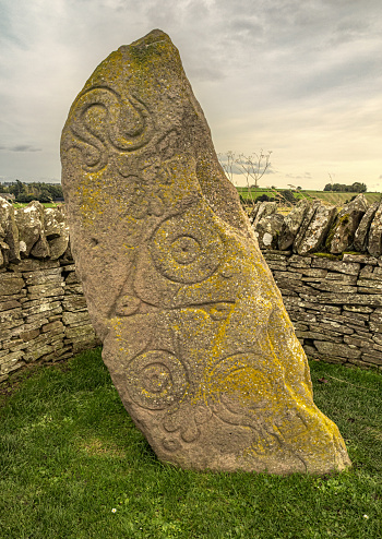 Aberlemno Pictish refers to a collection of Pictish stones and carved stones located in and around the village of Aberlemno in Angus, Scotland. The Picts were an ancient people who lived in what is now eastern and northern Scotland during the Late Iron Age and Early Medieval periods.
