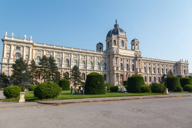 Detail of the the dome and bell towers of the Natural History Museum in Vienna, Austria.