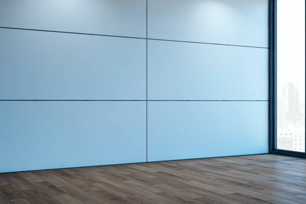 Mockup blank square shape of billboard on the wall over staircase in subway train station with lighting, Empty space for advertisement or information in public area
