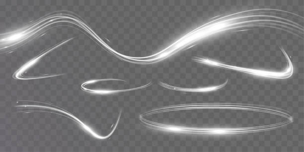 white blur trail wave,wavy silver line of light speed.vector illustration. - white background horizontal selective focus silver stock illustrations