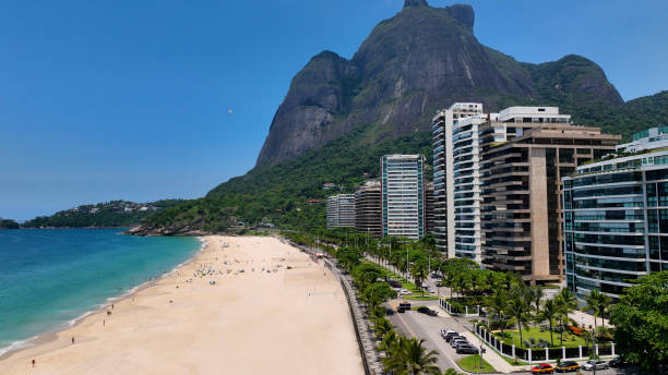 sao conrado beach at downtown rio de janeiro in rio de janeiro brazil. - downtown district brazil rio de janeiro clear sky ストックフォトと画像