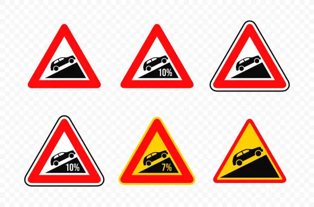 Vector illustration of Steep ascent road sign vector design