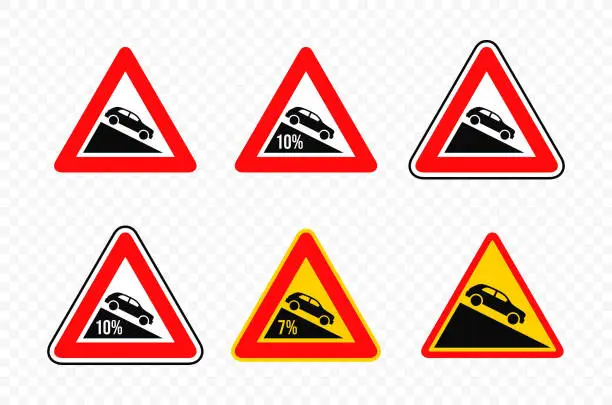 Vector illustration of Steep descent road sign vector design