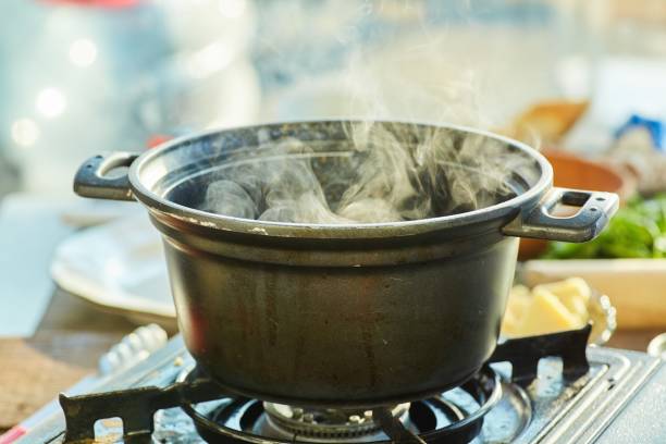 istock Step-by-step cooking process. We put the pan on the stove to boil 1955023581
