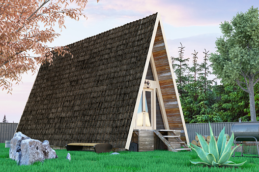 Triangle Forest Tiny House. 3D Render