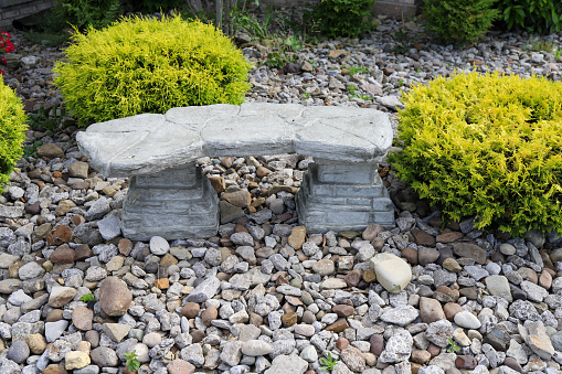 Stone bench in a garden