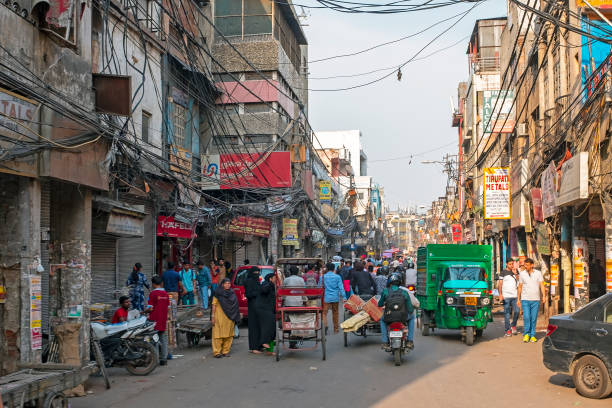 Street view in Dehli India stock photo