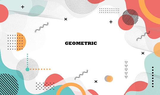 Trendy background of modern abstract geometric shapes with vector elements.