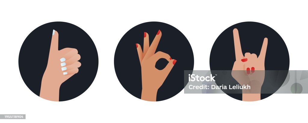 Hand N Rac Vector Hands Set Modern Flat Vector Concept Illustrations Badges With Hands Of ...