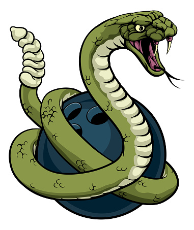 A rattlesnake snake ten pin bowling ball animal sports team mascot