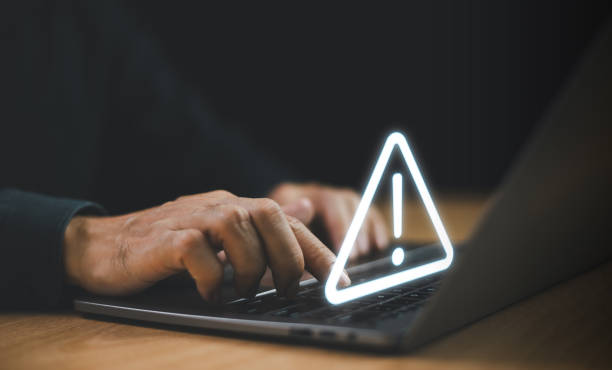 istock Software antivirus alert detection, technology concept. System warning hacked alert sign. Cyber attack website computer network account. Online cyber information security. Malicious virus cybercrime 1955136320