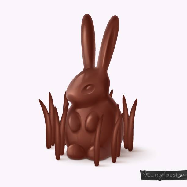 istock Realistic glossy chocolate bunny, rabbit, hare in the grass. Symbol of 2023 year. Happy Easter poster. Vector illustration for card, party, design, flyer, decor, banner, web, advertising 1955150692