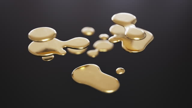 Abstract Shapes Made Of Liquid Gold - Changing Form, Abstract Design, Conceptual Symbol - Strategy, Investment, Organization - Loopable