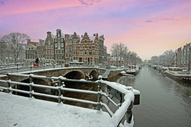 istock Winter in Amsterdam the Netherlands at sunset 1955154993