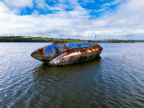 Old fisherboat shipwreck at Baltimore bay Ireland