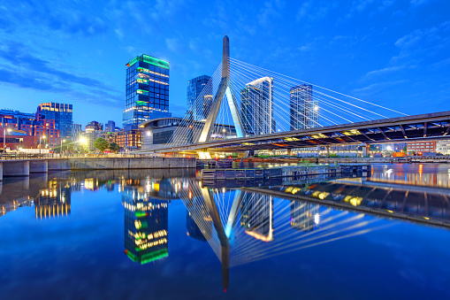 The Leonard P. Zakim Bunker Hill Memorial Bridge is a cable-stayed across the Charles River in Boston. The bridge and connecting tunnel were built as part of the Big Dig, the largest highway construction project in the United States.