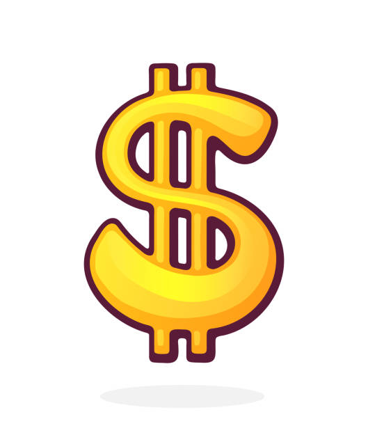 istock Golden Dollar Sign with Double Horizontal Stroke. United States Currency Symbol. Vector illustration. Hand drawn cartoon clip art with outline. Graphic element for design. Isolated on white background 1955212366