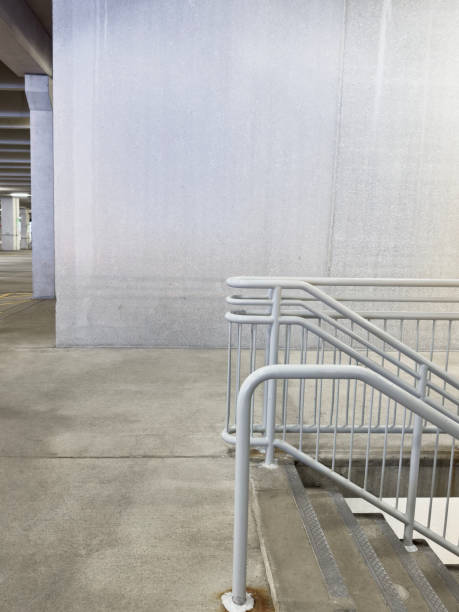 Green Metal Stairs with Red Handrail | Industrial Background