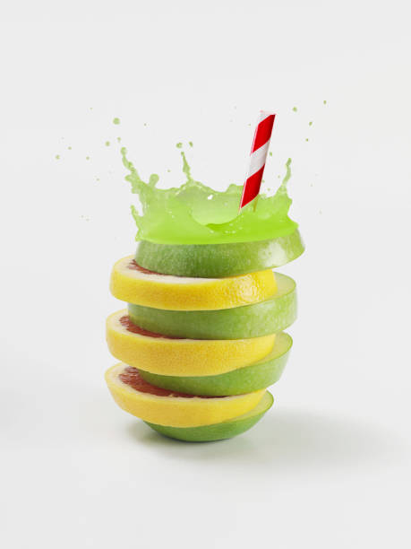 apple mix juice - apple close up creativity drinking straw foto e immagini stock