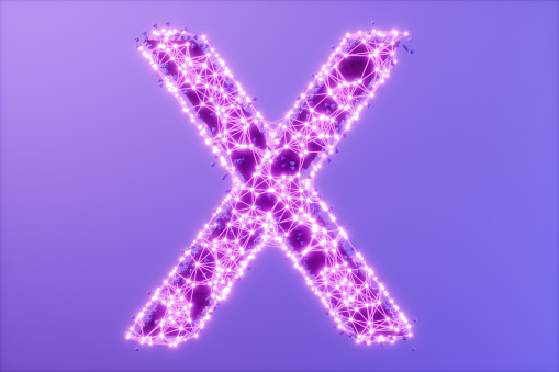 Letter X Virus With Connection Dots And Plexus Lines