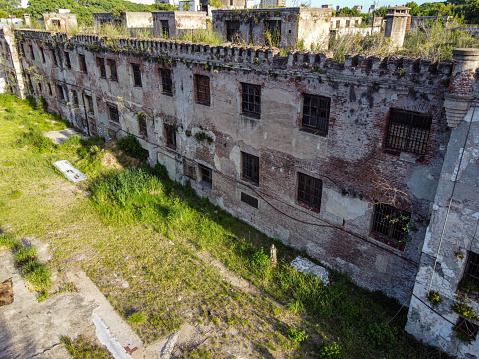 high and impassable walls of the abandonate Carcel de Caseros in buenos aires
