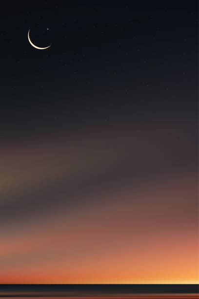 istock Sky Night,Ramadan Kareem Background with Crescent moon,Star with twilight dusk Sky over Sea Beach,Vector symbolic of Muslim culture ,Eid Mubarak,Eid al adha,Eid al fitr,Islamic new year, Muharram 1955295185
