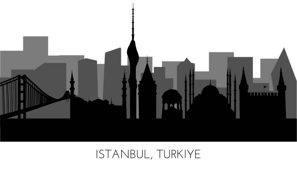 illustrazioni stock, clip art, cartoni animati e icone di tendenza di istanbul, turkiye skyline, silhouette. this illustration represents the country with its most notable buildings. vector is fully editable, every object is holistic and movable - abstract backgrounds architecture sunbeam