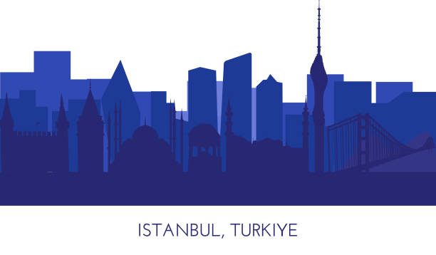 illustrazioni stock, clip art, cartoni animati e icone di tendenza di istanbul, skyline della turchia, silhouette. questa illustrazione rappresenta il paese con i suoi edifici più notevoli. vector è completamente modificabile, ogni oggetto è olistico e mobile - abstract backgrounds architecture sunbeam