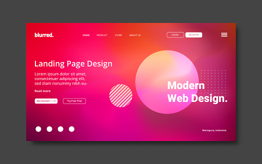 Abstract blurred colourful gradient background, design for landing page template