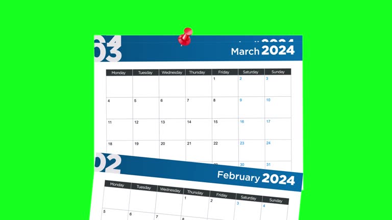 4K 2024 Calendar animation green screen