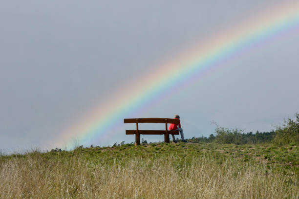 istock A child sits alone on a bench in nature 1955398650