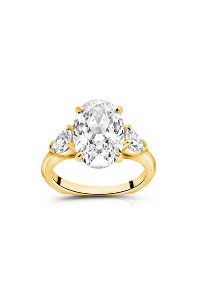 istock Shiny Gold Ring With Large Oval Stone for Elegant Beauty and Style 1955412755