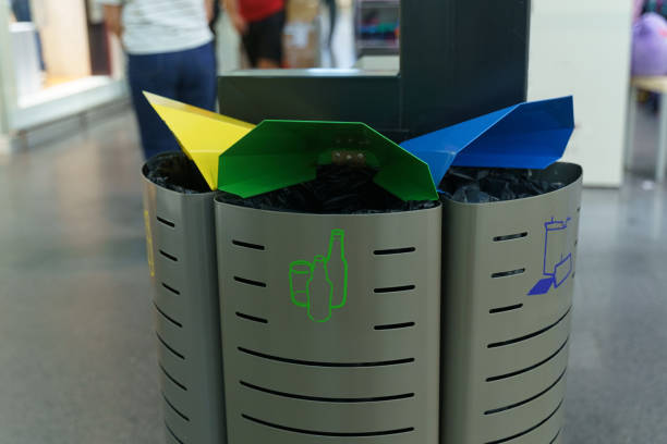 Separate waste collection on city streets. Eco-friendly waste collection.