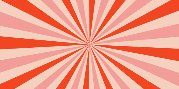 candy color sunburst background. abstract sunbeam design wallpaper. colorful red and pink lines for template, banner, poster, flyer for christmas. sweet groovy cartoon vector backdrop - starburst fruit candy stock illustrations