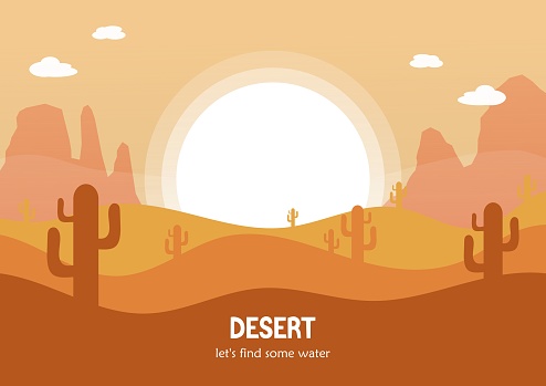 vector view of the hot desert with its calm atmosphere