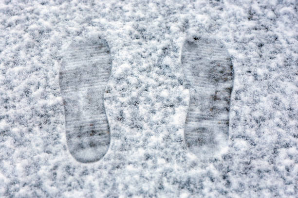 Voetstappen op sneeuwgrond