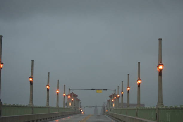 Saint Augustine | Hurricane Ian  | Florida Hurricane Ian in Saint Augustine Florida at Castillo de san Marco national monument bridge of lions stock pictures, royalty-free photos & images