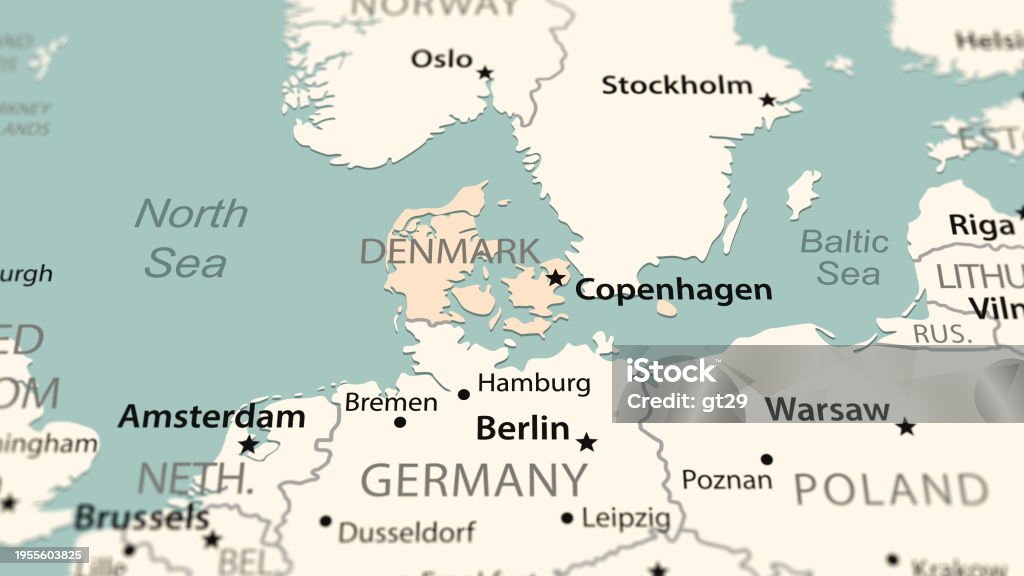 Earth Map Denmark Denmark On The World Map Stock Illustration - Download Image Now ...