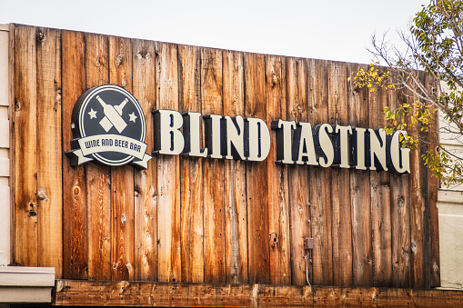 San Carlos, CA - November 22, 2023: Blind Tasting Wine and Beer Bar at 749 Laurel Street.