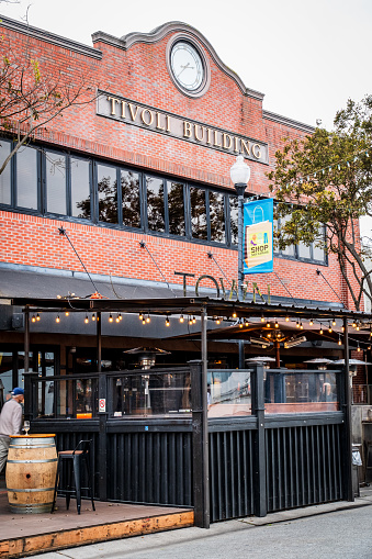 San Carlos, CA - November 22, 2023: Town restaurant in the Tivoli Building on Laurel Street.