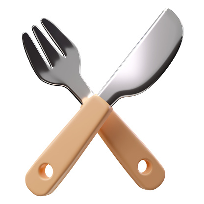 3d Render Illustration knife and fork