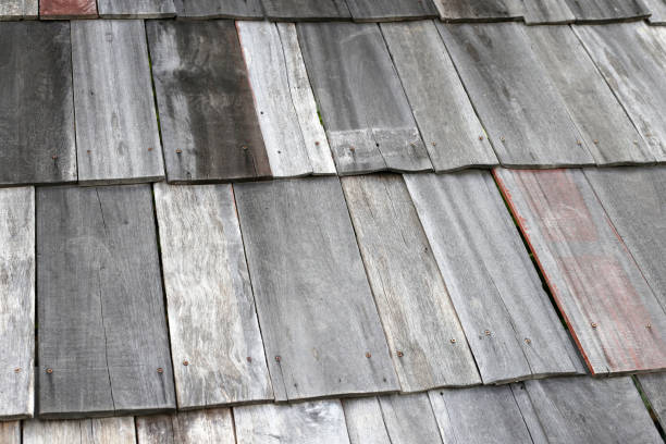 istock Wooden roof texture for background. 1955673197