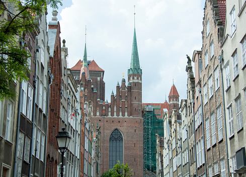 Traditional style street light and architecture in Amsterdam