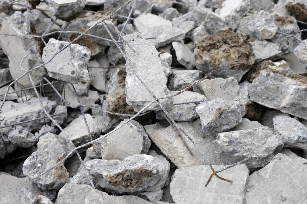 istock Broken concrete, Piles of rubble after house demolition 1955727155