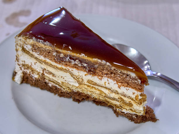istock Layered Cream Cake Slice, Gourmet Dessert Concept 1955766682
