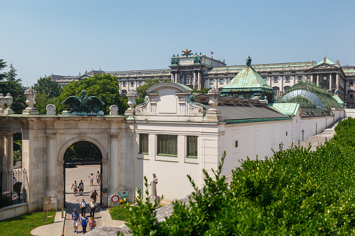 Vienna, Austria, - June, 20, 2013: Pthe gate of Hofburg palace with the double headed eagle, Vienna, Austria