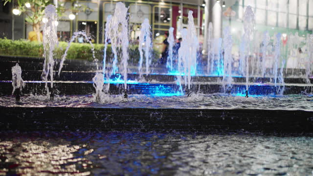 Fountain in the park at night