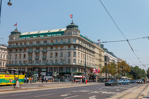 Vienna, Austria, June, 20 - 2013: Typical historicals building in center Vienna, Austria