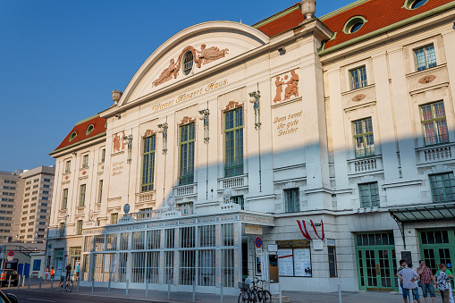 Vienna, Austria, - June, 20, 2013: The facade of the Wiener Konzerthaus in Vienna, Austria