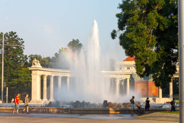 Vienna, Austria, - June, 20, 2013: The Red Army memorial with its fountain and soldier sculpture, Vienna, Austria